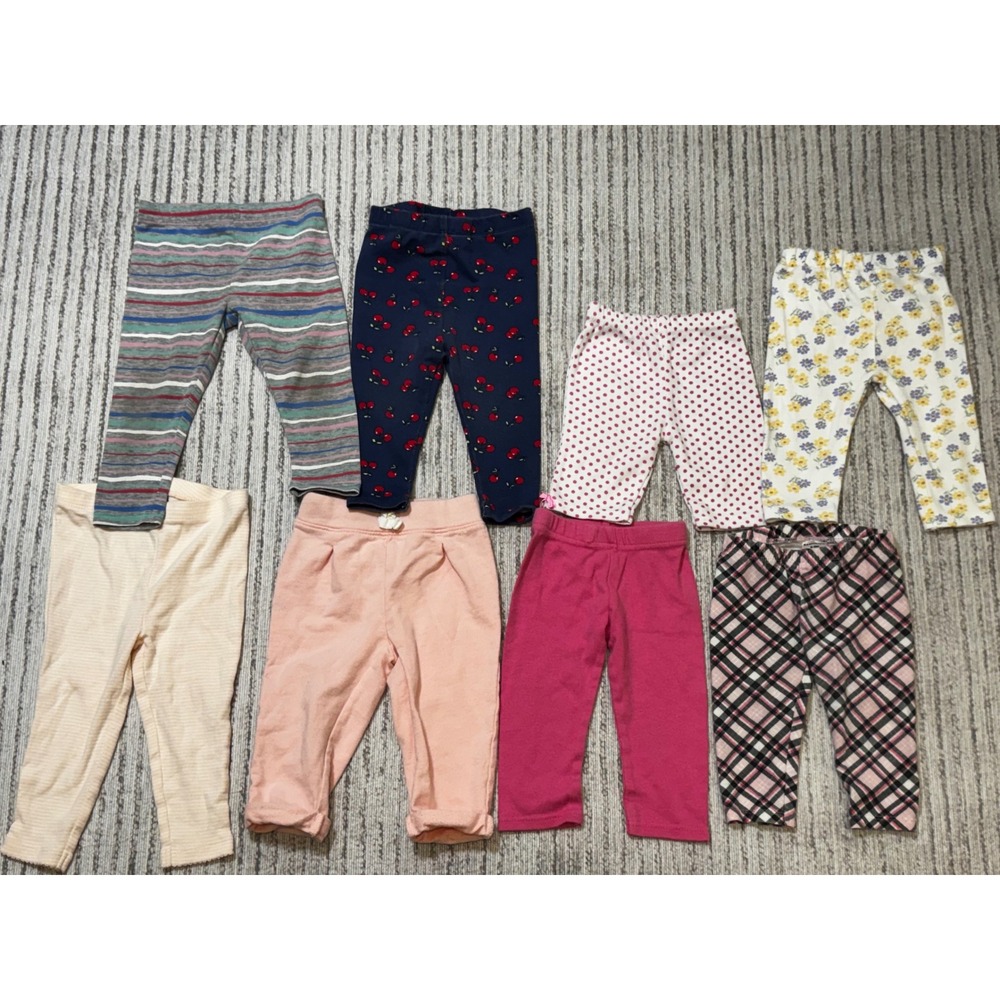 Baby Girl Leggings Bundle 6-9M Carter's Nicole Miller Okie Dokie 8 Pc‎